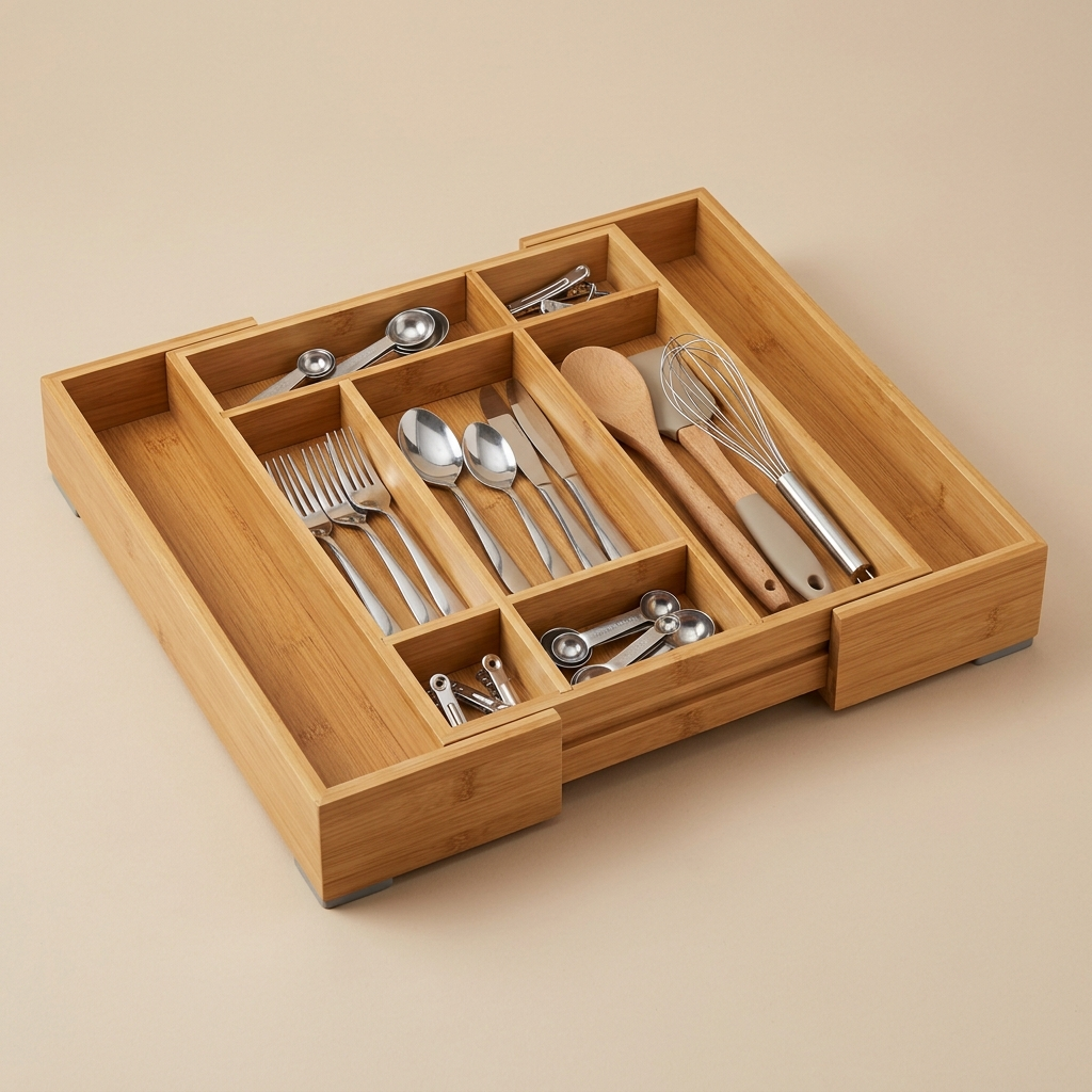 Bamboo Expandable Drawer Organizer with Adjustable Dividers Bamboo Expandable Drawer Organizer with Adjustable Dividers